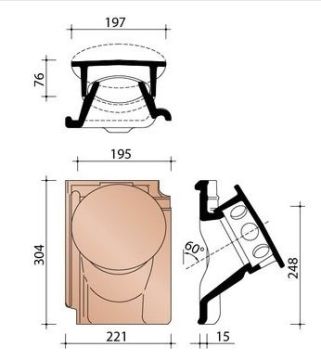 KOR TUILE A DOUILLE 100MM 44 VIEUX LATEM BLEU FUME 721