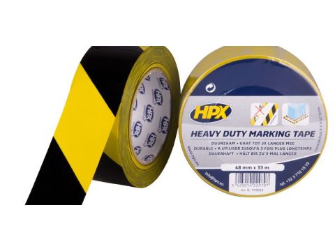 Hpx zelfkl hoogw mark tape geel/zw 48mm