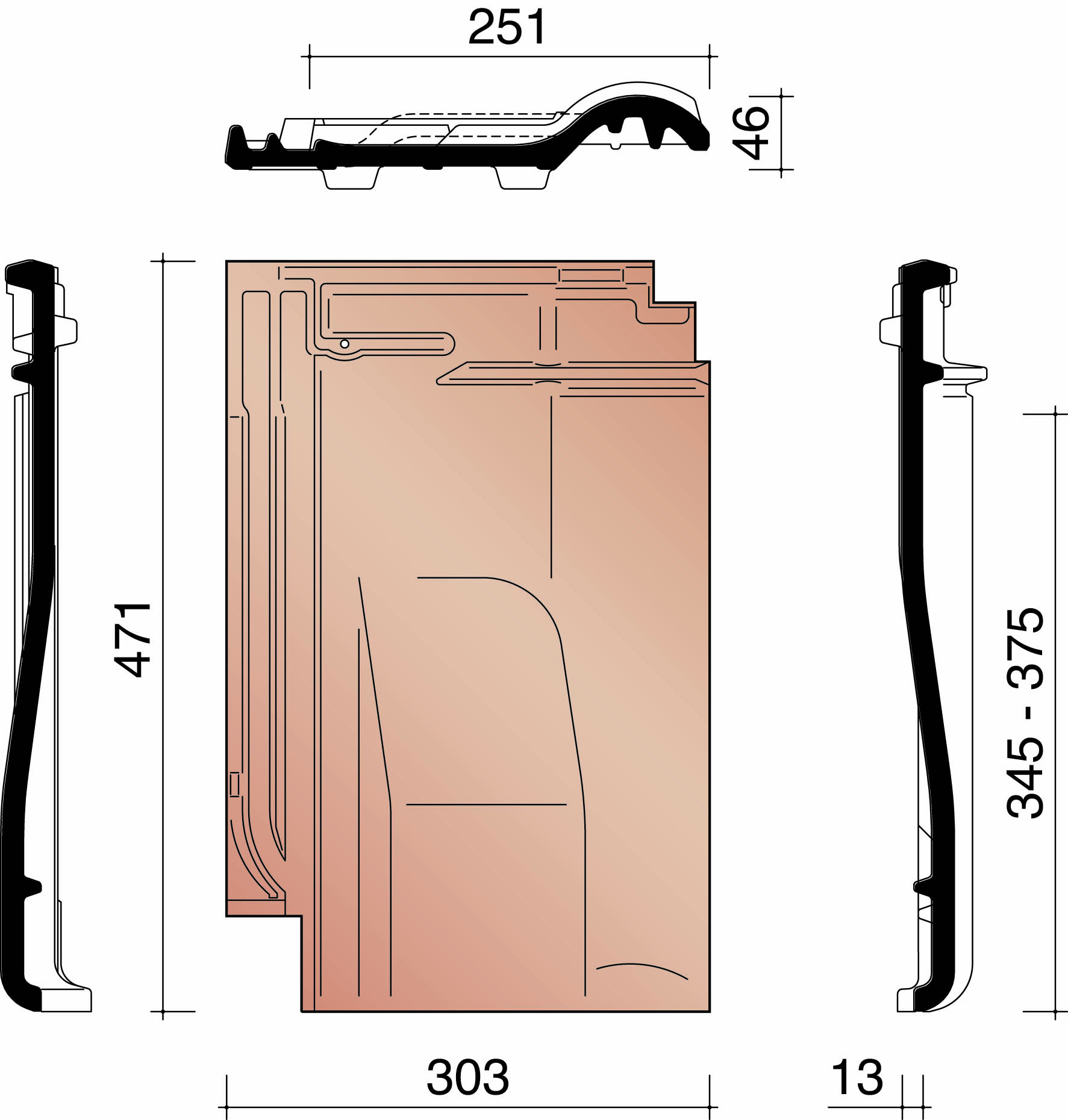 Bisch se alegra 10 tuile chatiere anthra +  grille synthetique 736