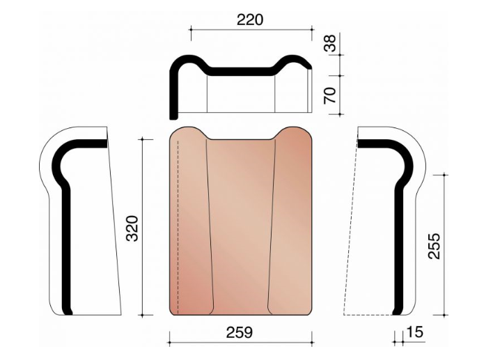 Kor tuile faitiere de rive gauche 993 gris ardoise emaille mat 705