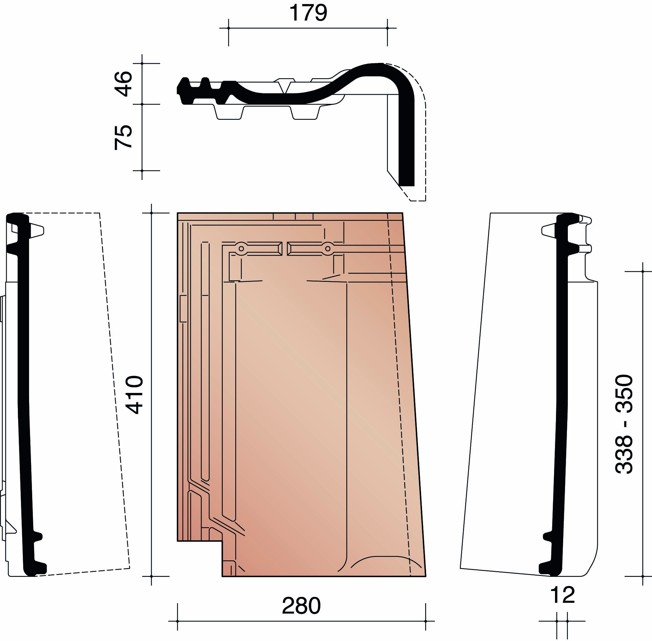 Bisch se panne tuile de rive droite ardoise 703
