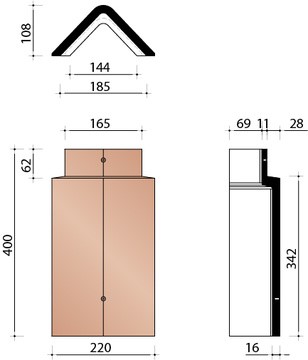 Kor faitiere angulaire  301 anthracite 736