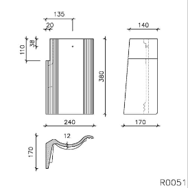 Tuile de bruges tuile de rive gauche gris-bleu