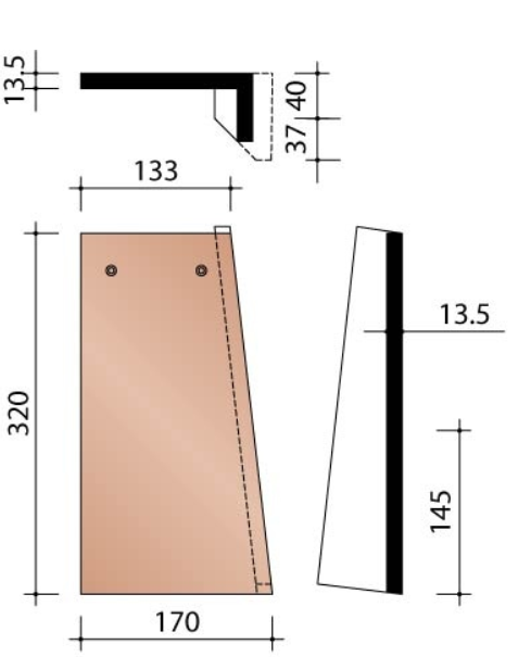 Kor piece d'angle droite plato anthracite mat 703