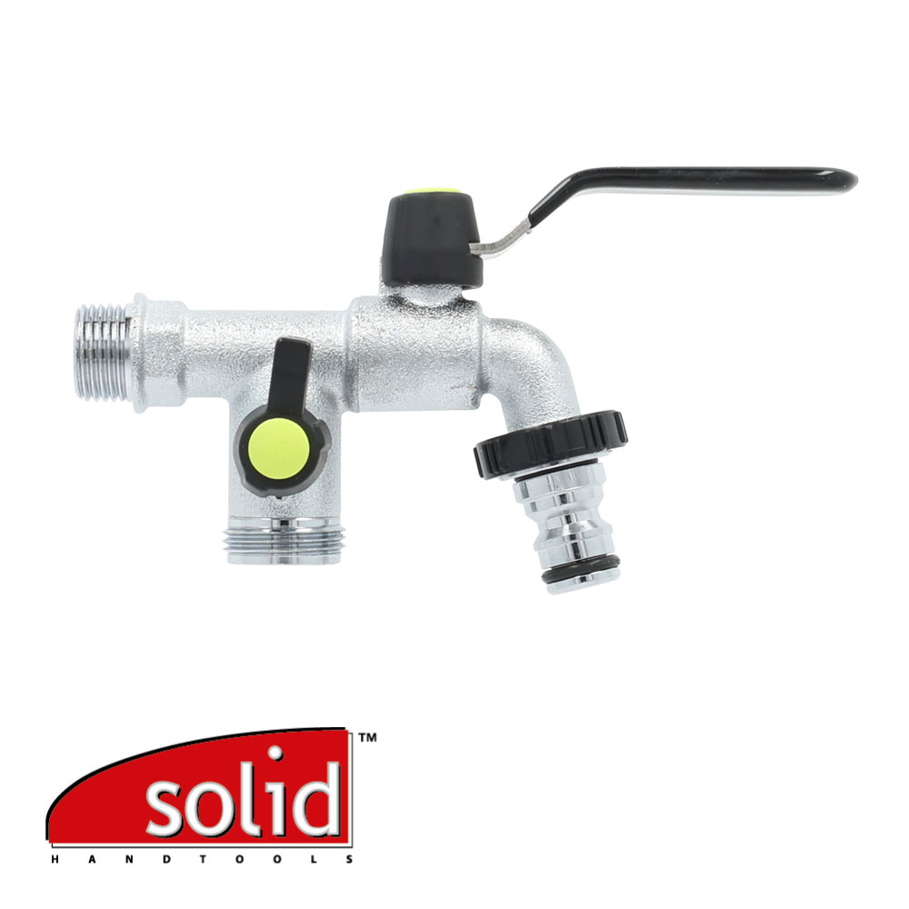 Prax robinet exterieur chrome double sortie 1/2" + 3/4" eur/pc