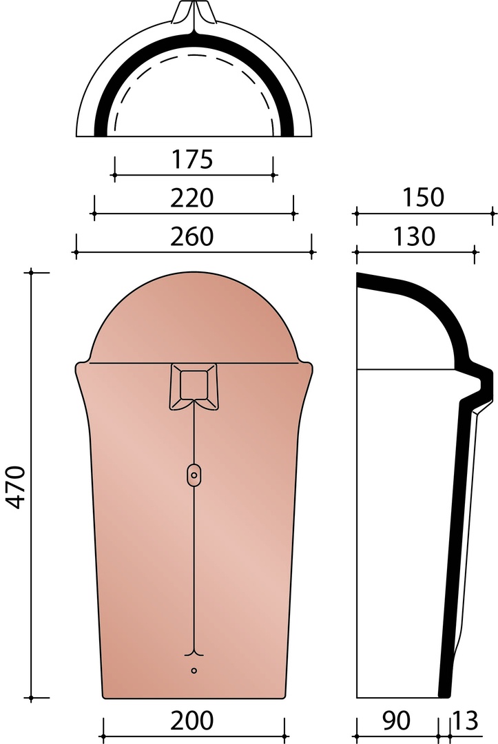 Vhv vario about d'aretier conique noir mat emaille 744
