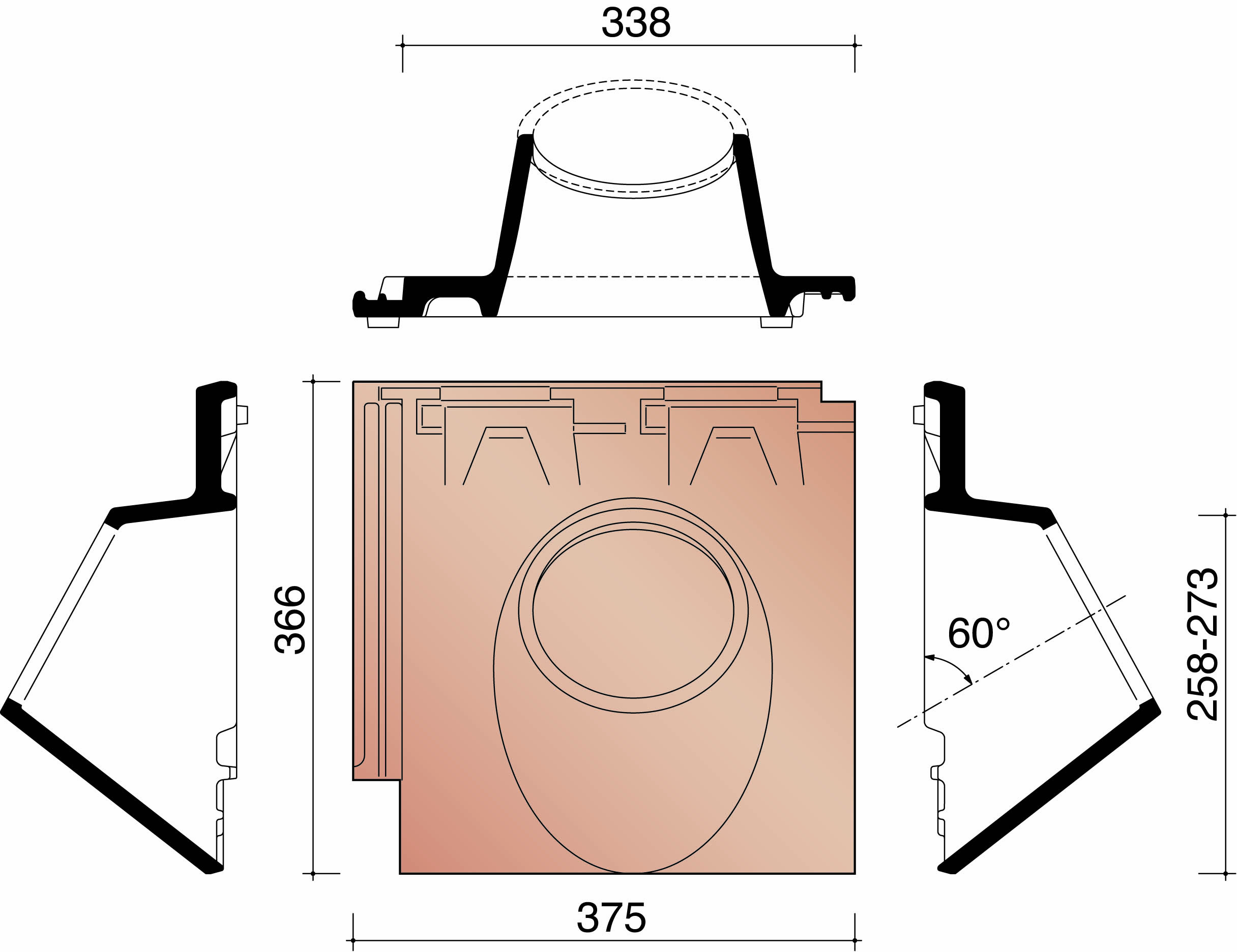 Migeon vauban tuile a douille 150 brun 682