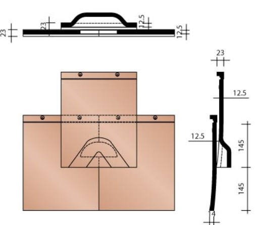 Kor tuile chatiere plato kit + grille vieux cuivre sable 797