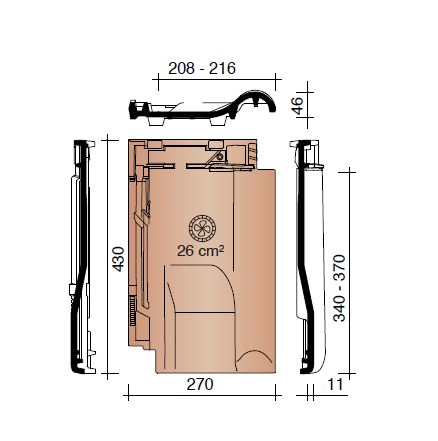 Tradiva tuile chatiere + grille synthetique ardoise 703