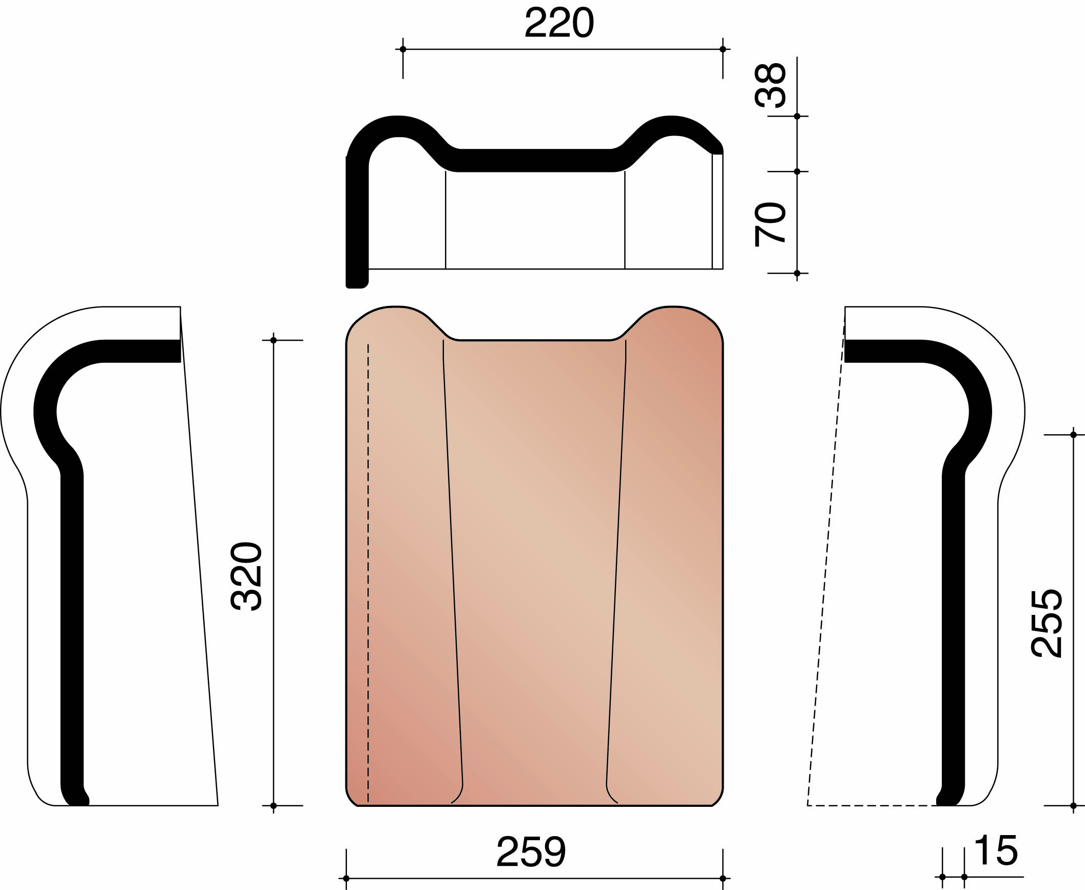 Kor tuile faitiere de rive gauche 993 anthracite 736