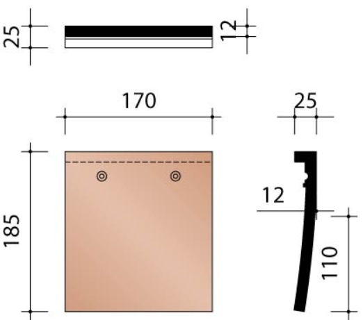 Kor tuile raccourcie rustica ombra bleu fume 759