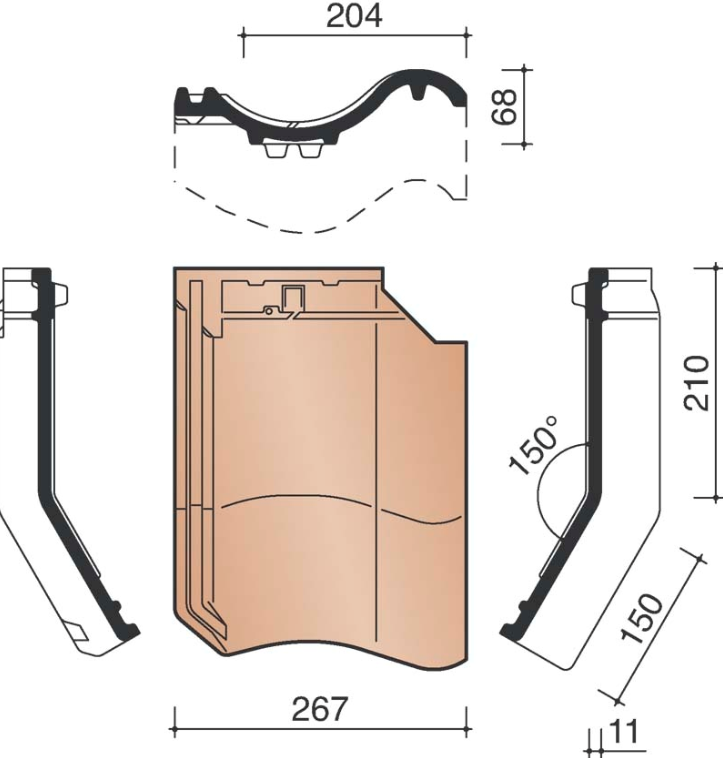 Ovh klassiek tuile membron 150dgr noir satine 746